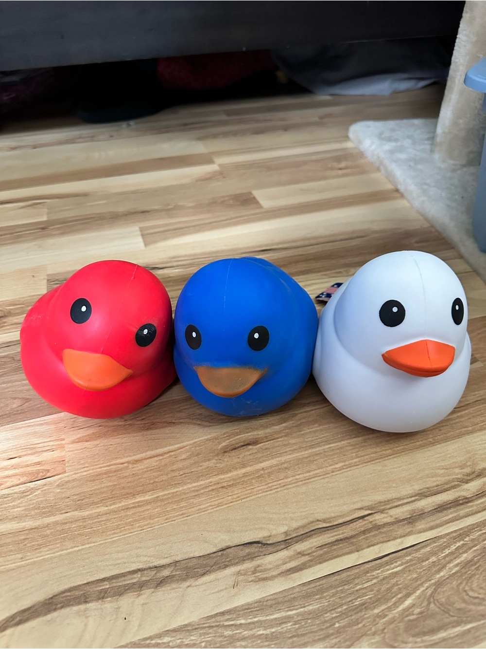 Red, Blue & White Squishy Duck Trio